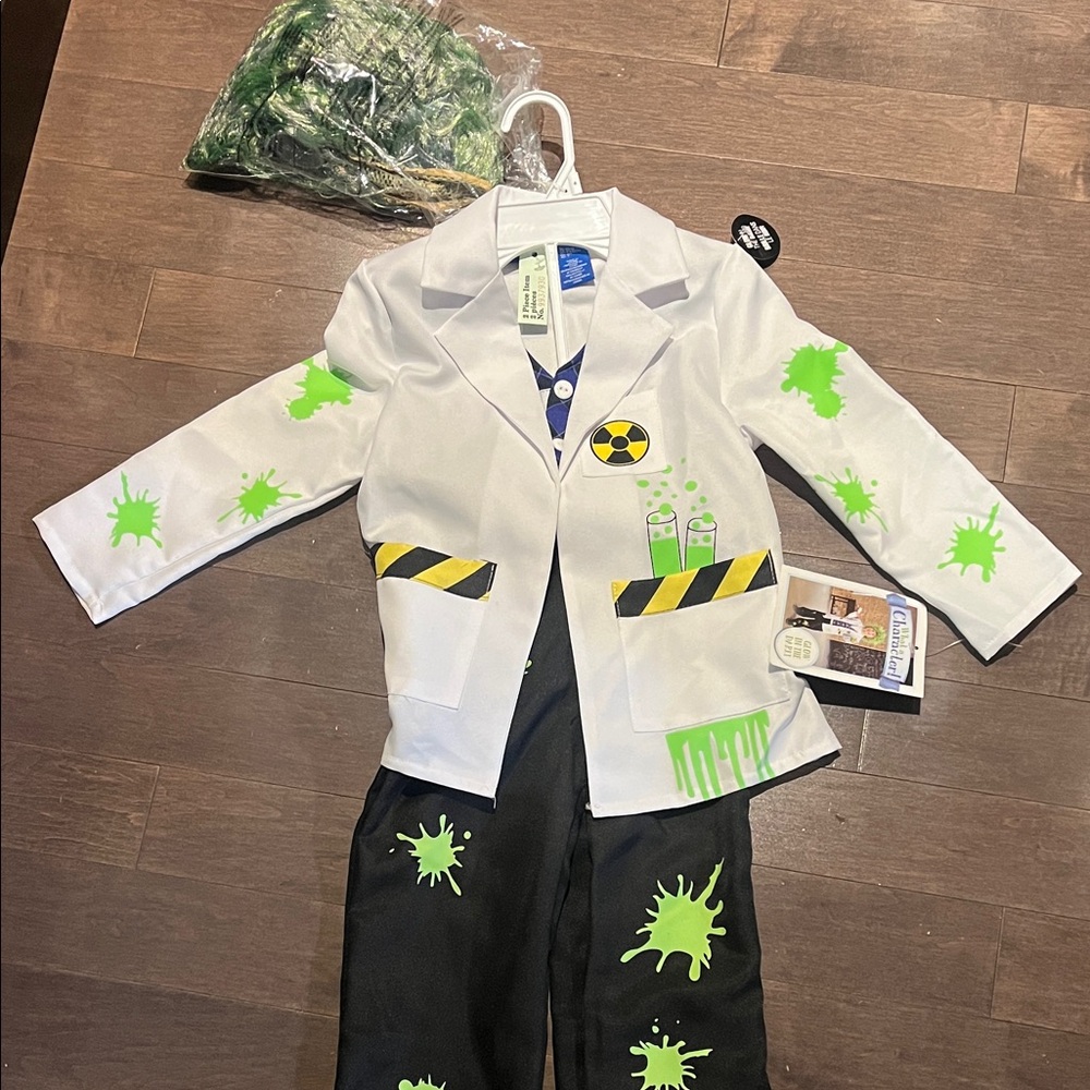 Kids Glow in the Dark Mad Scientist Costume - White and Green